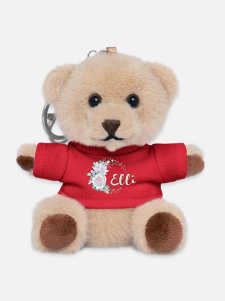 Blumenkreis Elli Monogramm - Teddy Schlüsselanhänger - Rot