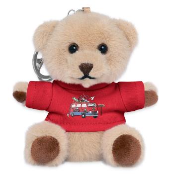 Dänemark Camper Motiv Vanlife Camping Urlaub - Teddy Schlüsselanhänger - Rot - Vorne