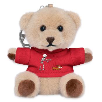Halloween, Dackel, Skelett - Teddy Schlüsselanhänger - Rot - Vorne