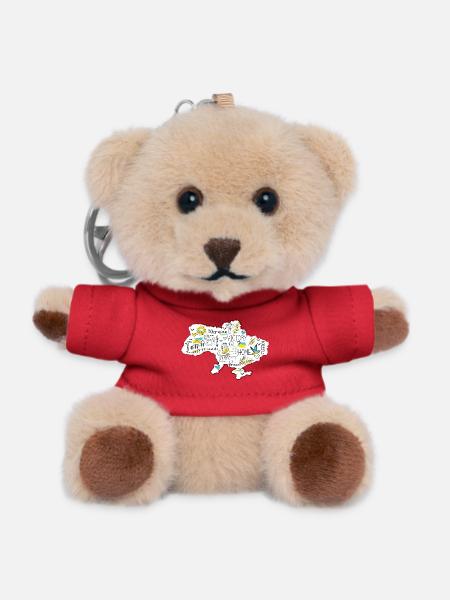 Ukraine Victory Map Doodle - Teddy Keyring - red