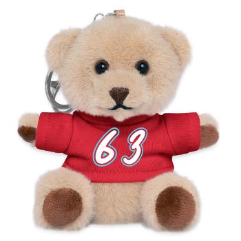 63 Zahl symbol - Teddy Schlüsselanhänger - Rot - Vorne