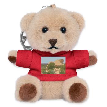 Felsige Wüstenlandschaft – Minimalistische Natur - Teddy Schlüsselanhänger - Rot - Vorne