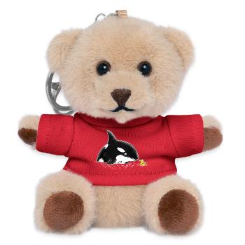 Orca und Entchen Wal Quietscheente Meeresäuger - Teddy Schlüsselanhänger - Rot - Vorne