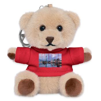 Düsseldorf in Nordrhein Westfalen mit Skyline - Teddy Schlüsselanhänger - Rot - Vorne