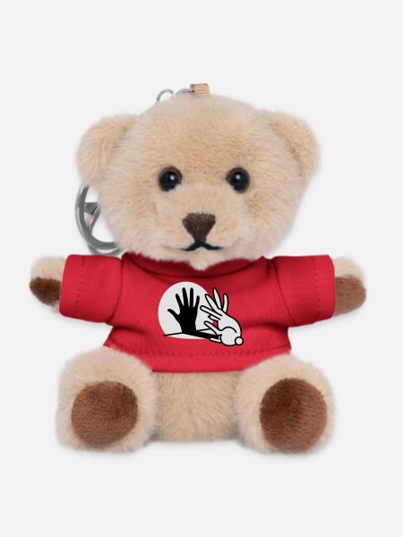 Handschatten Kaninchen 2 clr - Teddy Schlüsselanhänger - Rot