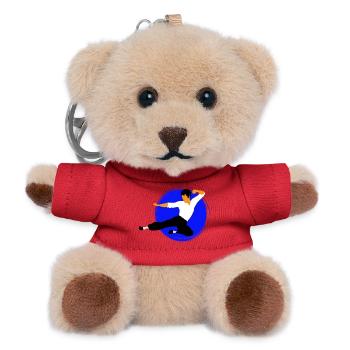Karate-Flugtritt im blauen Kreis - Teddy Schlüsselanhänger - Rot - Vorne