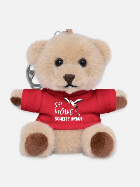 Sei Möwe, scheiss drauf, plattdeutsch Geschenk - Teddy Schlüsselanhänger - Rot