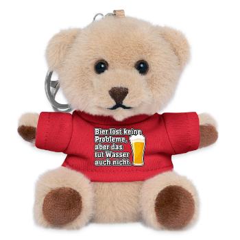 Bier löst keine Probleme, aber das tut Wasser... - Teddy Schlüsselanhänger - Rot - Vorne