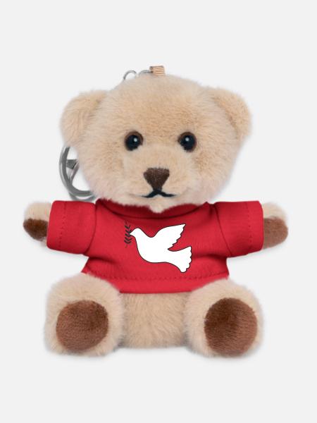 Friedenstaube mit Zweig - Teddy Schlüsselanhänger - Rot