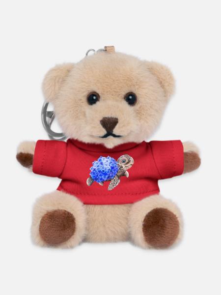 Schildkröte mit Hydrangea Hortensien - Teddy Schlüsselanhänger - Rot