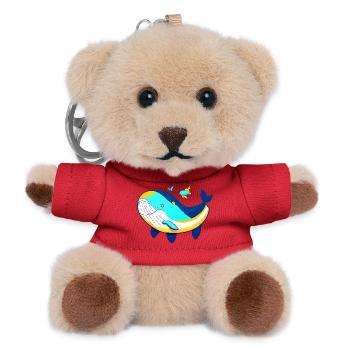 Freundlicher Wal mit Babywal - Teddy Schlüsselanhänger - Rot - Vorne