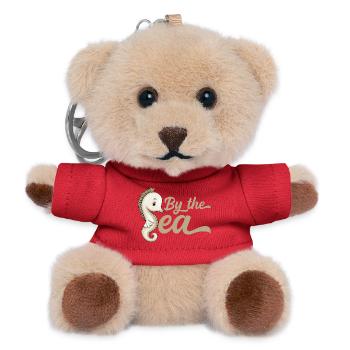Au bord de la mer « ByeTheSea » hippocampe - Porte-clés ourson - rouge - Devant