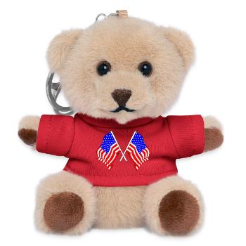 Zwei Flaggen USA - Teddy Schlüsselanhänger - Rot - Vorne