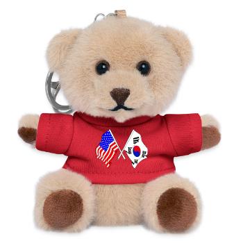 Flagge USA und Flagge Südkorea - Teddy Schlüsselanhänger - Rot - Vorne