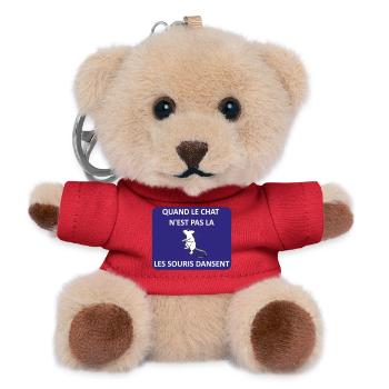 Wenn die Katze weg ist, spielen die Mäuse - Teddy Schlüsselanhänger - Rot - Vorne