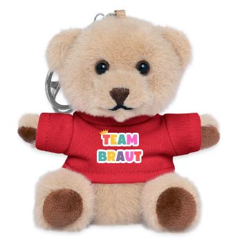 Team Braut! Personalisierbar - Teddy Schlüsselanhänger - Rot - Vorne