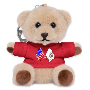 USA and state of Illinois flag crossed - Teddy Keyring - red - Front