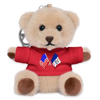 USA and Iowa state flag crossed - Teddy Keyring - red - Front