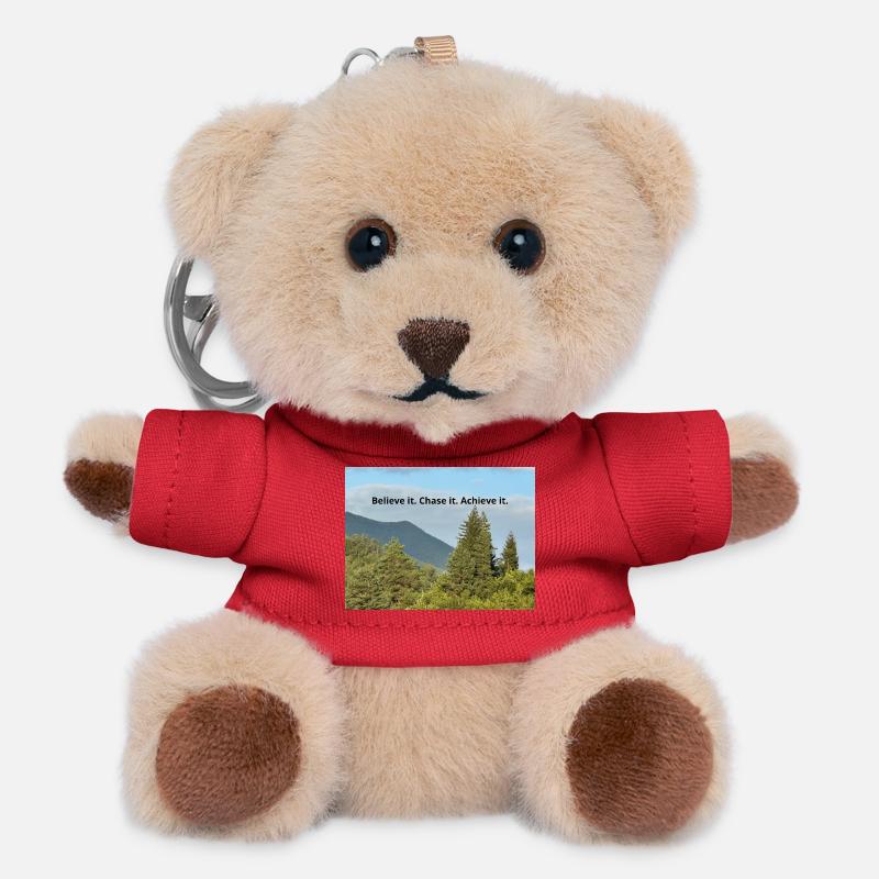 Inspirational Nature Quote on Forest Scene - Teddy Keyring - red