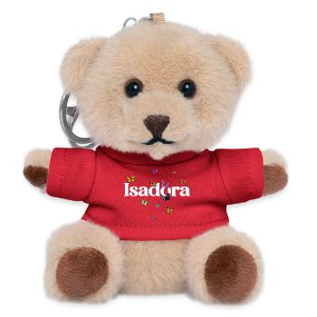 Beautiful girl name with butterflies ISADORA - Teddy Keyring - red - Front