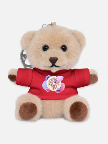 Pastel chibi with hearts - Teddy Keyring - red