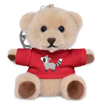 Cute curious racoon minimalist style - Teddy Keyring - red - Front