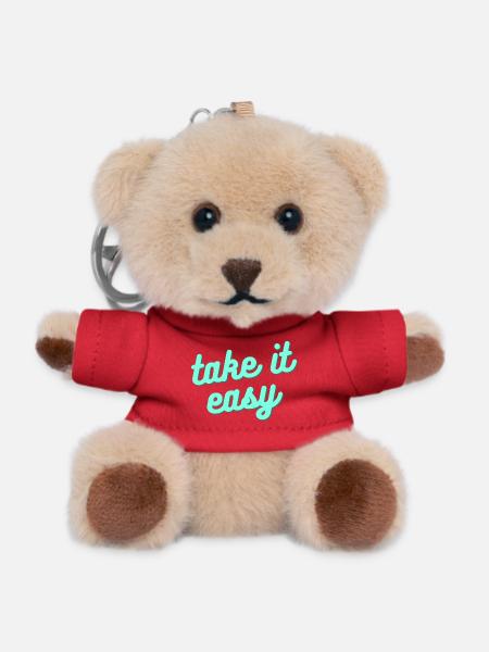 Take it easy – Relaxed lifestyle saying - Teddy Keyring - red