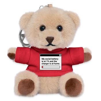 My Social Battery is at 1% - Teddy Keyring - red - Front