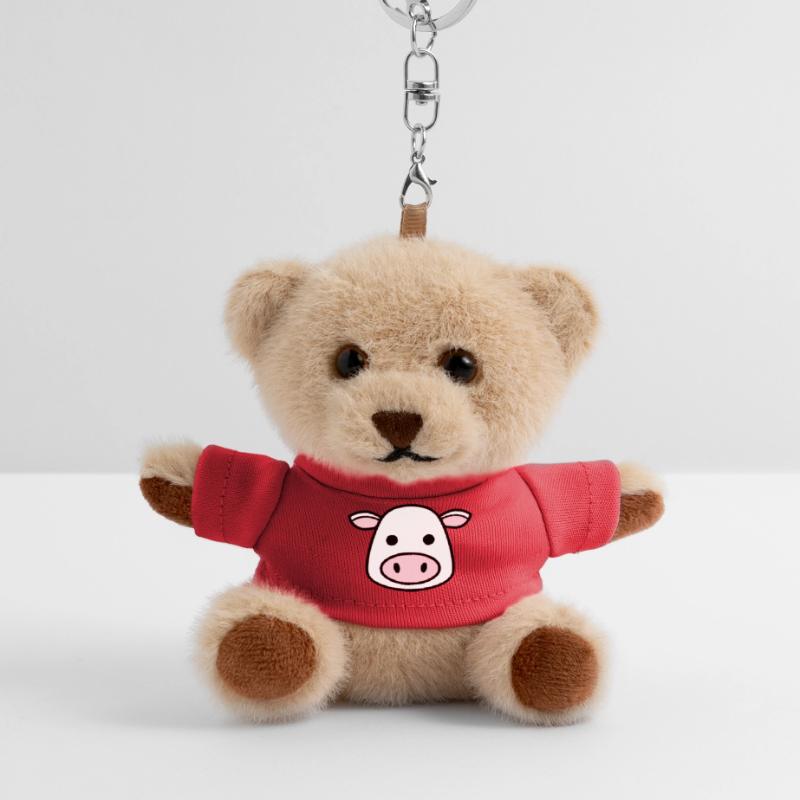 Cute Cow Head Face Comic Vector Teddy Keyring