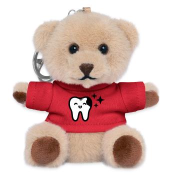 Lächelnder Zahn Symbol Schwarz - Teddy Schlüsselanhänger - Rot - Vorne