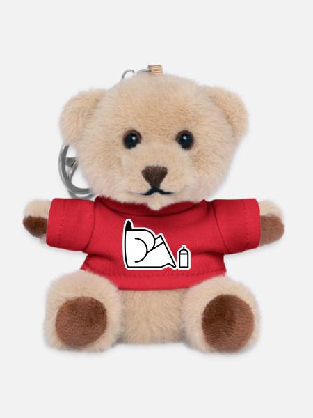 Looking For Cans - Teddy Keyring - red