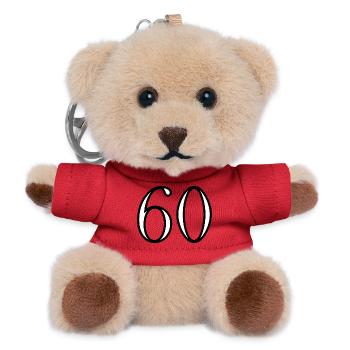 60. 60 YEARS. 60th ANNIVERSARY. 60TH BIRTHDAY. - Teddy Keyring - red - Front