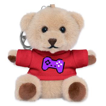  Schräger Retro Controller Gamer - Teddy Schlüsselanhänger - Rot - Vorne