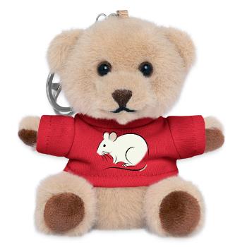Weiße Ratte - Teddy Schlüsselanhänger - Rot - Vorne