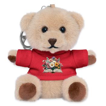 Buch mit Blumen - Teddy Schlüsselanhänger - Rot - Vorne