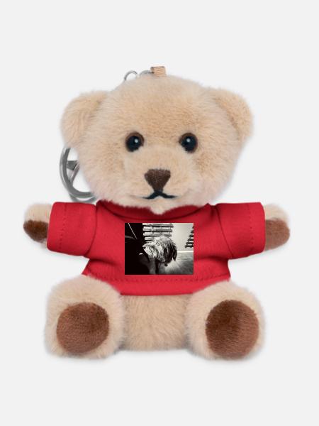 Schwarz-Weiß-Hundelook - Teddy Schlüsselanhänger - Rot
