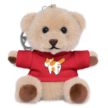 Rückenansicht Orange Katze Cartoon - Teddy Schlüsselanhänger - Rot - Vorne