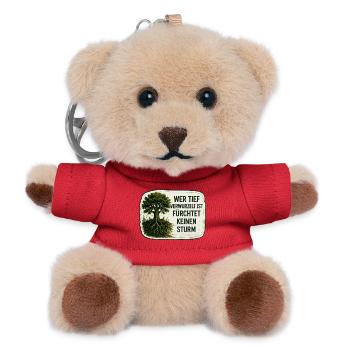 Wer tief verwurzelt ist fürchtet keinen Sturm - Teddy Schlüsselanhänger - Rot - Vorne