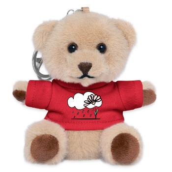 Blume im Regen - Teddy Schlüsselanhänger - Rot - Vorne