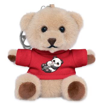 Maman panda se blottit contre son doux petit - Porte-clés ourson - rouge - Devant