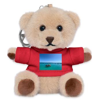 Mer Turquoise et bateaux - Porte-clés ourson - rouge - Devant