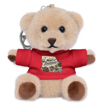Louisiana Pelican State Vintage Reiseaufkleber - Teddy Schlüsselanhänger - Rot - Vorne