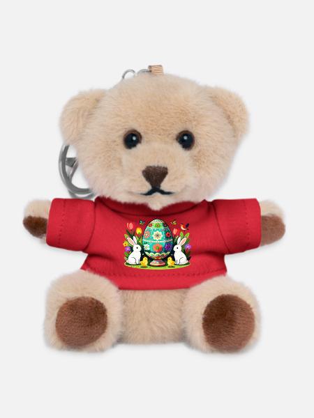 Easter Floral Egg Parade - Teddy Keyring - red