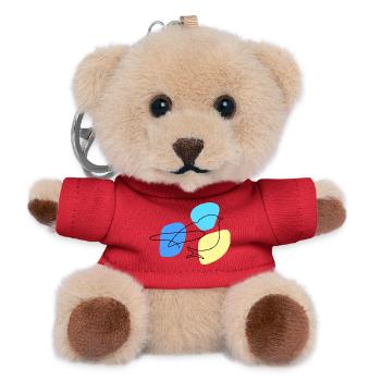 Lineart Blue with Pastel Shapes - Teddy Keyring - red - Front