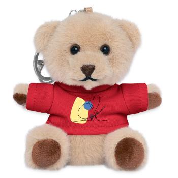 Lineart dovetail with colour background - Teddy Keyring - red - Front
