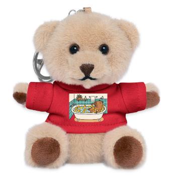 Capybara-Schaumbad mit Quietscheenten und Yuzu - Teddy Schlüsselanhänger - Rot - Vorne