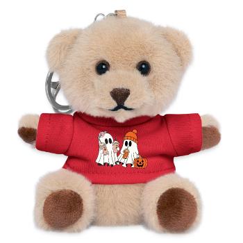 Süße Halloween-Geister mit Kaffee und Kürbis - Teddy Schlüsselanhänger - Rot - Vorne