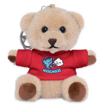 Wuselwolke – Lustiges Wind & Wolken Kinder Motiv - Teddy Schlüsselanhänger - Rot - Vorne