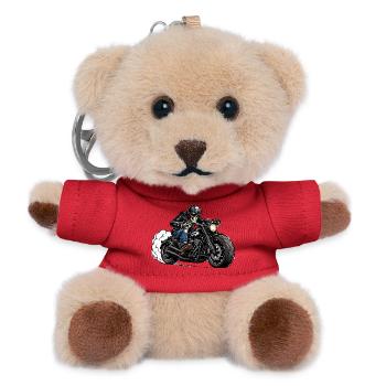 Skull Biker auf Chrome-Motorrad - Teddy Schlüsselanhänger - Rot - Vorne