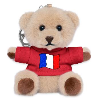 Handgezeichnete Flagge Frankreichs - Teddy Schlüsselanhänger - Rot - Vorne